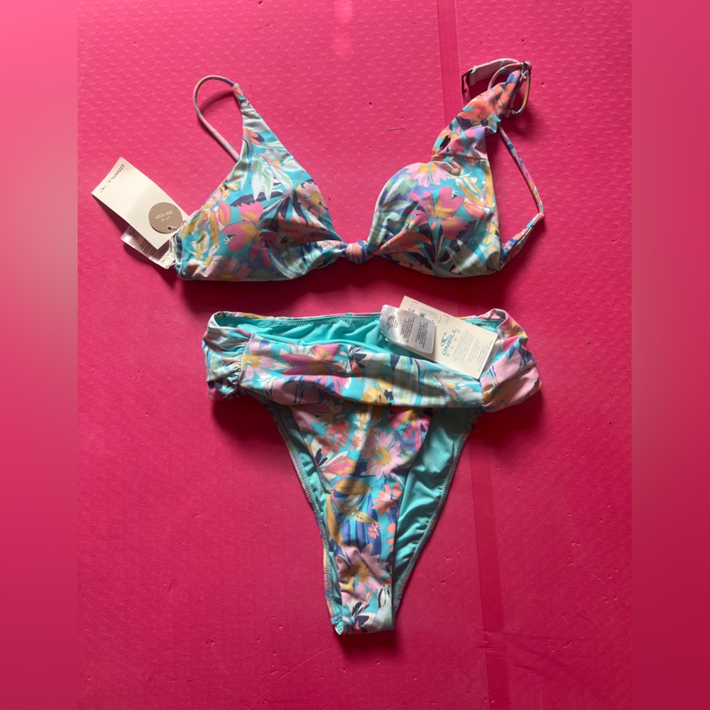 O'Neill Floral Bikini - Blue and Pink
